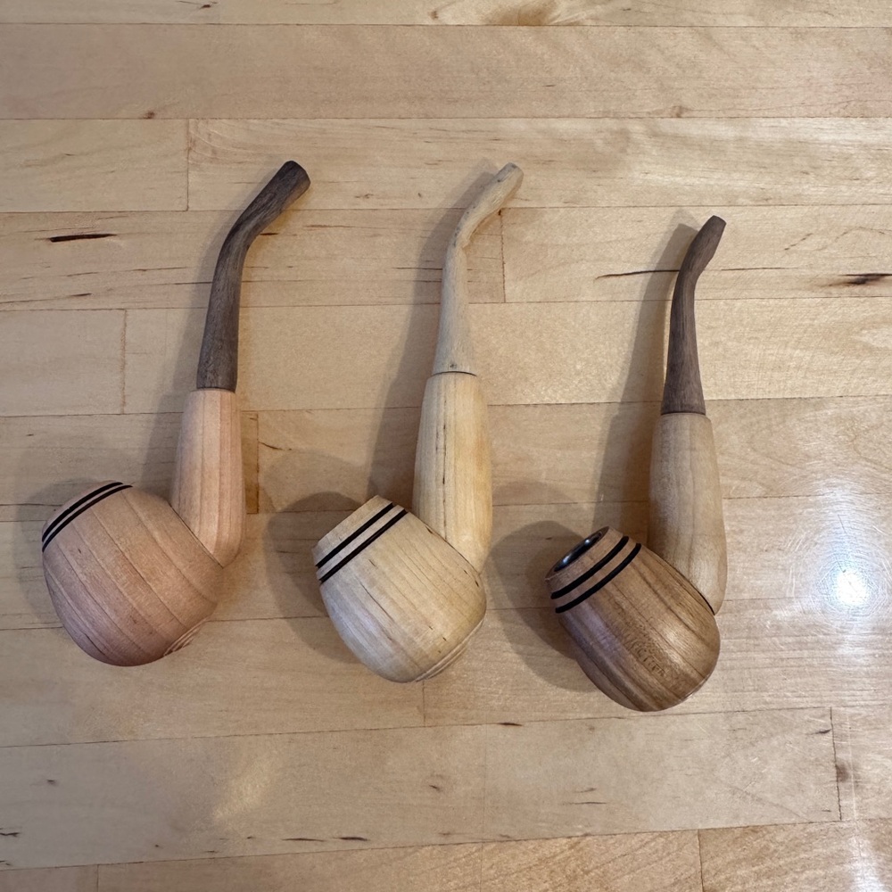 Wooden Tobacco Pipes Classic Shape Handmade from Natural Wood 3Pk OB